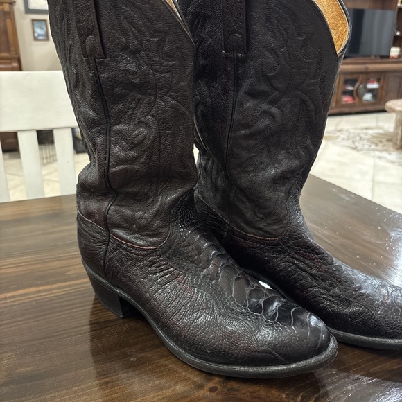 Lucchese Other - Lucchese 1883 Black Cherry Ostrich Leg Western Cowboy Boots Men 10.5 2E Wide